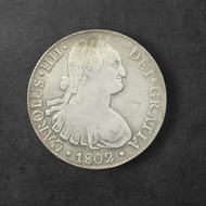 1802 Mexico Spanish Colonial 8 Reales Carol Carolus IIII Palsu Copy Coin 非真品