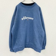古著Ellesse 衛衣/運動衫，海軍藍，大號 logo，V 領，XL 碼
