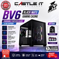 1ST PLAYER BV6 Black MATX Gaming Casing Panoramic Tempered Glass 9 Fan Support