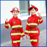 ▗ ♞ ╯ Fireman Costume for Kids Boys Firefighter Career Uniform Work Cosplay Role Play Girl Suit Clo
