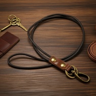 Elephant Leather Wrist Strap Key Fob - Retro Round Key Holder