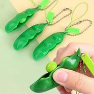 1pc/3pcs Cute Edamame Keychain, Car Key Chain, Backpack Charm, Squeeze Edamame Stress Relief Keychai
