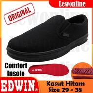 Edwin Kasut Sekolah Kasut Hitam / Black Shoe School Shoe SLIP ON EW3001
