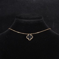 VAN CLEEF&ARPELS(梵克雅寶) Vintage Alhambra 中號單花項鏈 新扣 18K黃金/縞瑪瑙 項鏈