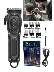 Kemei品牌KM-1071專業男士理髮器，適用於家居或理髮店使用，強大的無線電動理髮器，可充電的黑色1500mAh剪髮機