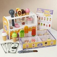 Wooden Ice Cream Shop Playset – Pretend Play Toy Set With Scoops, Menu & Kitchen Accessories. Educat