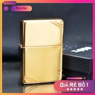 (Không Ga) DEVA SHOP Zippo Mỹ vàng bóng góc Vintage Z87