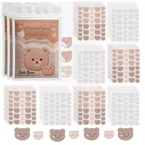 720pcs Assorted Colors Cartoon Bear Invisible Breathable Pimple Stickers Multiple Sizes for Acne Tre