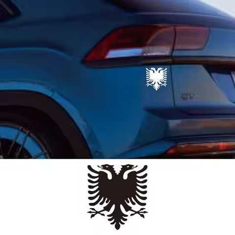 Albanian Double-Headed Eagle Vinyl Car Decal | Waterproof Sticker for Truck Bumper & Rear Window | D