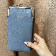 日本 LIZDAYS 2WAY 手機皮夾包 手機零錢包 手拿包 小包包 肩背包 藍灰色 現貨 全新