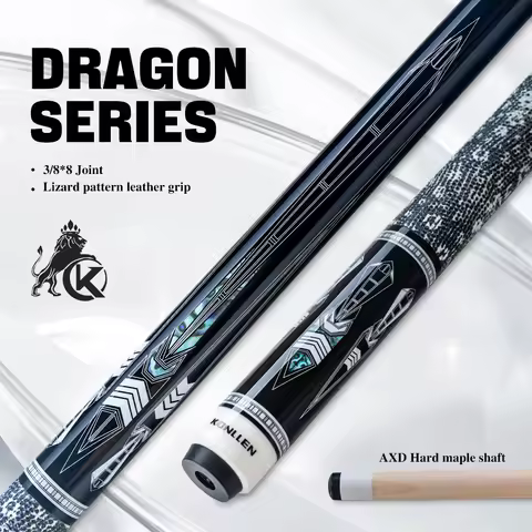 KONLLEN Pool Cue with Leather Wrap Handle Stick and Maple Shaft 3/8x8 Pin Joint Kit for Billiard Cue