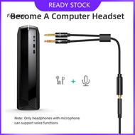 FOCUS Headphone Splitter 2 in 1 High Fidelity Lossless Nylon-Braided Dual 35mm Male Microphone Audio to 35mm Female Adapter Cable Computer Accessories
