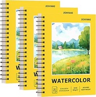 Watercolor Paper Pad, 5.5" x 8.5" Spiral Bound Art Sketch Book, 3-Pack 30 Sheets (140lb/300g) Artist