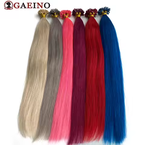 Straight V tip hair extensions natural remy hair pre bonded keratin Capsule human fusion hair extens