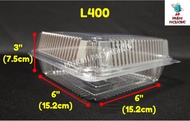 Kuih Container OPS L400 / Disposable Plastic Clear Bakery Container (50pcs±) / 6" Square Cake Tray w