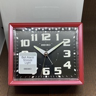 [TimeYourTime] Seiko Clock QHK024R LumiBrite Quiet Sweep Snooze Black Red Rectangle Alarm Clock QHK024