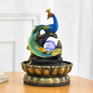 Feng Shui Ornaments Flowing Water Ornaments Peacock New Chinese Style Home Feng Shui Ball Office Flowing Water Ornaments Feng Shui Wheel Spray Fountain Girls Opening Gifts Fortune-gathering Feng Shui Ornaments Flowing Water Ornaments Lucky Fortune-gatheri