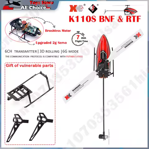 Wltoys XK K110s RC Helicopter BNF RTF 2.4G 6CH 3D 6G System Brushless Motor RC Quadcopter Remote Con
