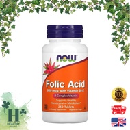 NOW Foods Folic Acid 800 mcg with Vitamin B-12 250 Tablets Nourishes Blood