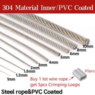 5/10 Meter Steel PVC Coated Flexible Wire Rope Soft Cable Transparent Stainless Steel Clothesline Diameter 0.8/1/1.5/2/2.5/3/4Mm