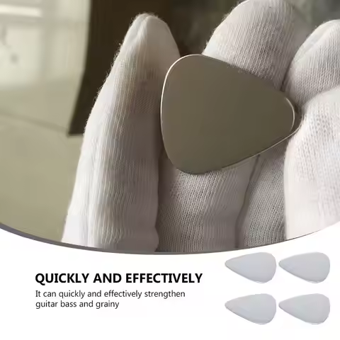 4Pcs Stainless Steel Guitar Picks High Density Tone Clarity Strength Bass Emphasis for Electric Acou