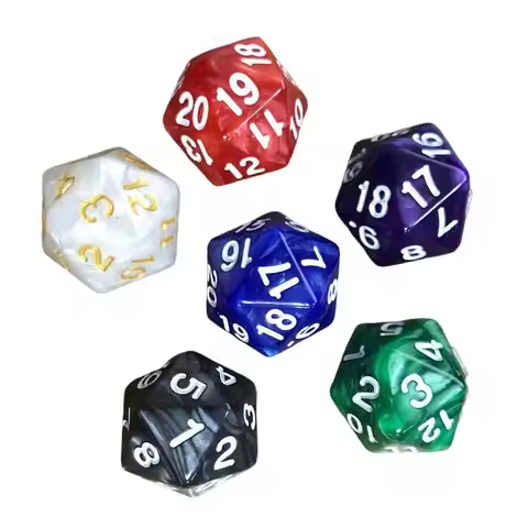 6x D20 Polyhedral Dices Party Game Dices Acrylic Math Teaching Toys 20 Sided Dices Set for Party Bar