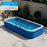 LODER 388cm Family Swimming Pool 3 Ring Inflatable Pool Large Outdoor Garden Kids Water Pool Thicken