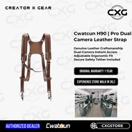 Cwatcun H90 Camera Leather Dual Shoulder Strap Belt Harness (Adjustable 2.0 Brown)