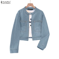 ZANZEA Women's Korean Style Casual Long Sleeve Jacket with Zipper and Buttons