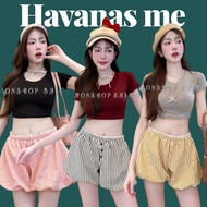 Havanas Striped Shorts Lace Trim Balloon-Shaped Pants The Work Is Very Cute.