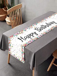1片快樂生日聚酯桌布桌旗,桌布適用於家庭生日慶祝派對的完美裝飾