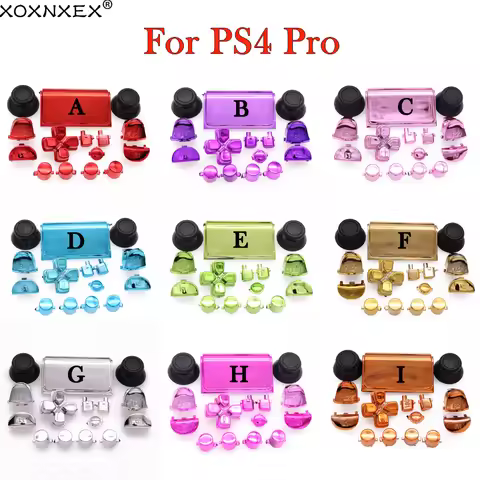 1Set 9colors Chrome Joysticks D-pad R1 L1 R2 L2 full set Direction Key ABXY Buttons For Sony PS4 Pro