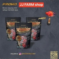 PELET CHAMPION BIG HEAD JENONG STRONG COLOR WARNA MERAH MUTIARA 100gram SIZE M & L pakan pelet ikan 