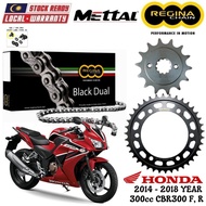 HONDA CBR250R / CBR300F / CBR300R Full Set Regina Black Dual Chain 520 ZRA Steel Sprocket Sets