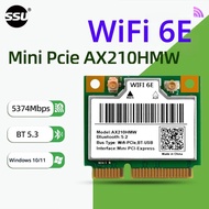 SSU WiFi 6E Mini PCI-E AX210HMW การ์ดเครือข่ายไร้สายบลูทูธ 5.3 เหมาะสำหรับเดสก์ท็อปแล็ปท็อปอะแดปเตอร