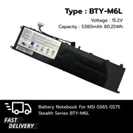 (ส่งฟรี ประกัน 1 ปี) แบตเตอรี่ โน๊ตบุ๊ค Compatible BTY-M6L with MSI GS65 GS75 Stealth Series ส่งด่วน