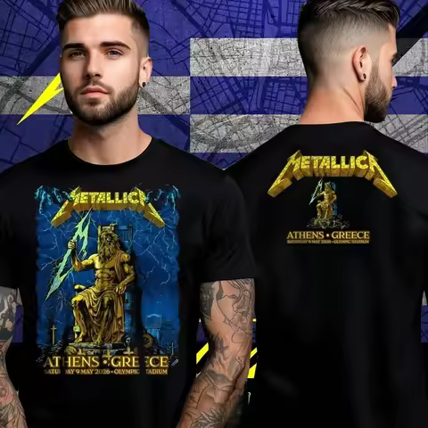 Metallica M72 Athens 2026 Pop-Up Shirt - Two Sided Zeus King of Gods Tee