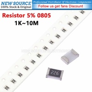 [100pcs] 0805 SMD Resistor 5% 1/8W 1K 10M 1.8K 1.5K 2.2K 6.8K 10K 27K 33K 47K 68K 100K 220K 330K 470