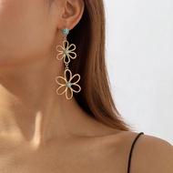 Bông Tai Hoa Ngọc Lam Bohemian Khoét Hở Thiết Kế Thời Trang Sành Điệu Châu Âu Và Phong Cách Mỹ Gió K