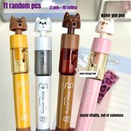 14pcs Set: 4 Random Color Water Gun Pens + 10 Refill Packs, Fashionable Puppy Shaped Water Gun Pens,