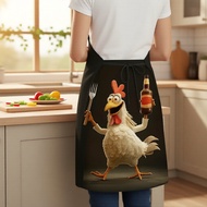 Black Funny Rooster Kitchen Apron – Novelty Bib for Baking, BBQ & Gardening Lovers