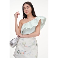 THECLOSETLOVER SHIRA RUFFLE TOGA TOP IN MINT