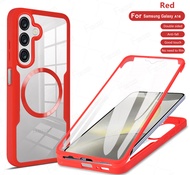 360 ° Magsafe เคสอะคริลิคสองด้านพร้อมเคสโทรศัพท์มือถือแบบพับป้องกันเลนส์กล้องสำหรับ Samsung Galaxy S