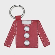 agnes b.外套鈕扣造型皮革鑰匙圈- 紅色