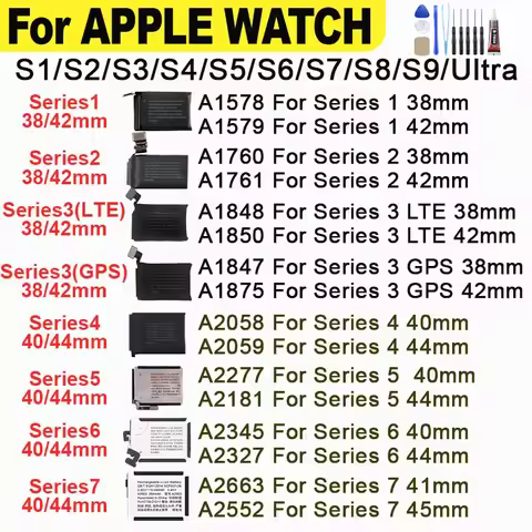 A2663 A2810 A2815 A2721 A3009 A2954 A2956 A2749 Battery For Apple Watch Series 1 2 3 4 5 6 7 8 9 SE2
