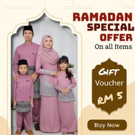 Baju Raya Set Family/Kyrana Dusty Purple/Family Sets/Raya Sedondon/Baju Kurung/ Baju Melayu/Kurung M
