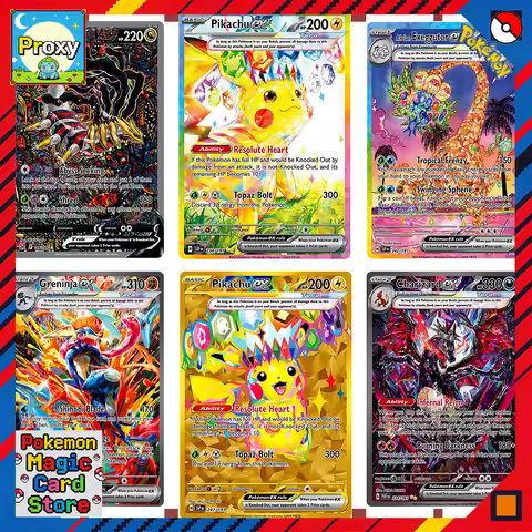 pokemon cards proxy Charizard GX VMAX Pikachu EX Mew Greninja Rare Rainbow Collectible PKM PTCG high