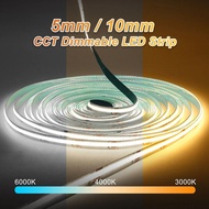 2700K-6500K Dimmable LED Strip Light 5mm 10mm CCT COB LED Strip Bicolor High Density Flexible Led Ta