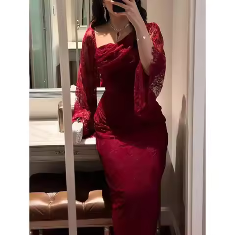India Turkey Party Abaya Dresses Women Wedding Evening Dress Lace Diamond Kaftan Robe Diamond Vestid