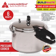 BUILDMATE Hanabishi Aluminum Pressure Cooker 6 Quarts / 5.6 Liters Multi-Purpose Pot Steaming HPC-60